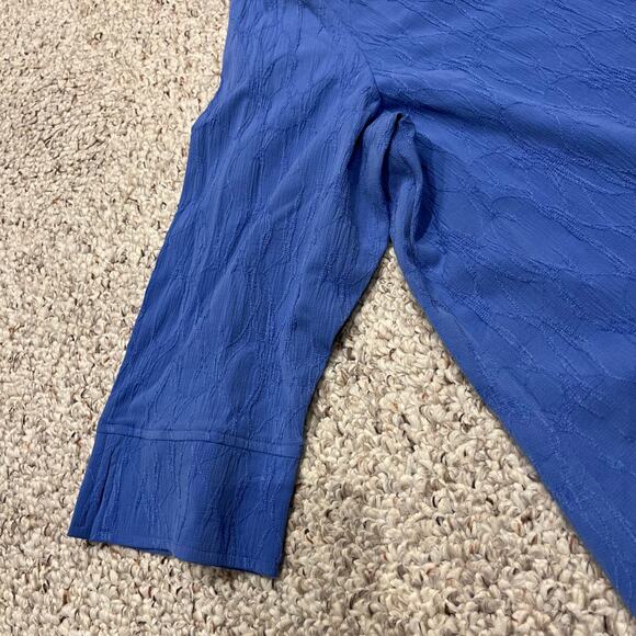 Habitat Textured Button Front Top Sz XXL Blue Casual Artsy Preppy Rayon - Picture 3 of 6